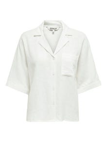 ONLY Hørskjorte med brystlomme -Bright White - 15314215