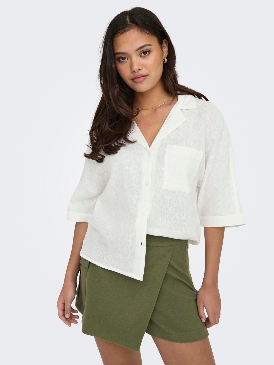 ONLY Regular fit Overhemd kraag Volumineuze mouwen Overhemd -Bright White - 15314215