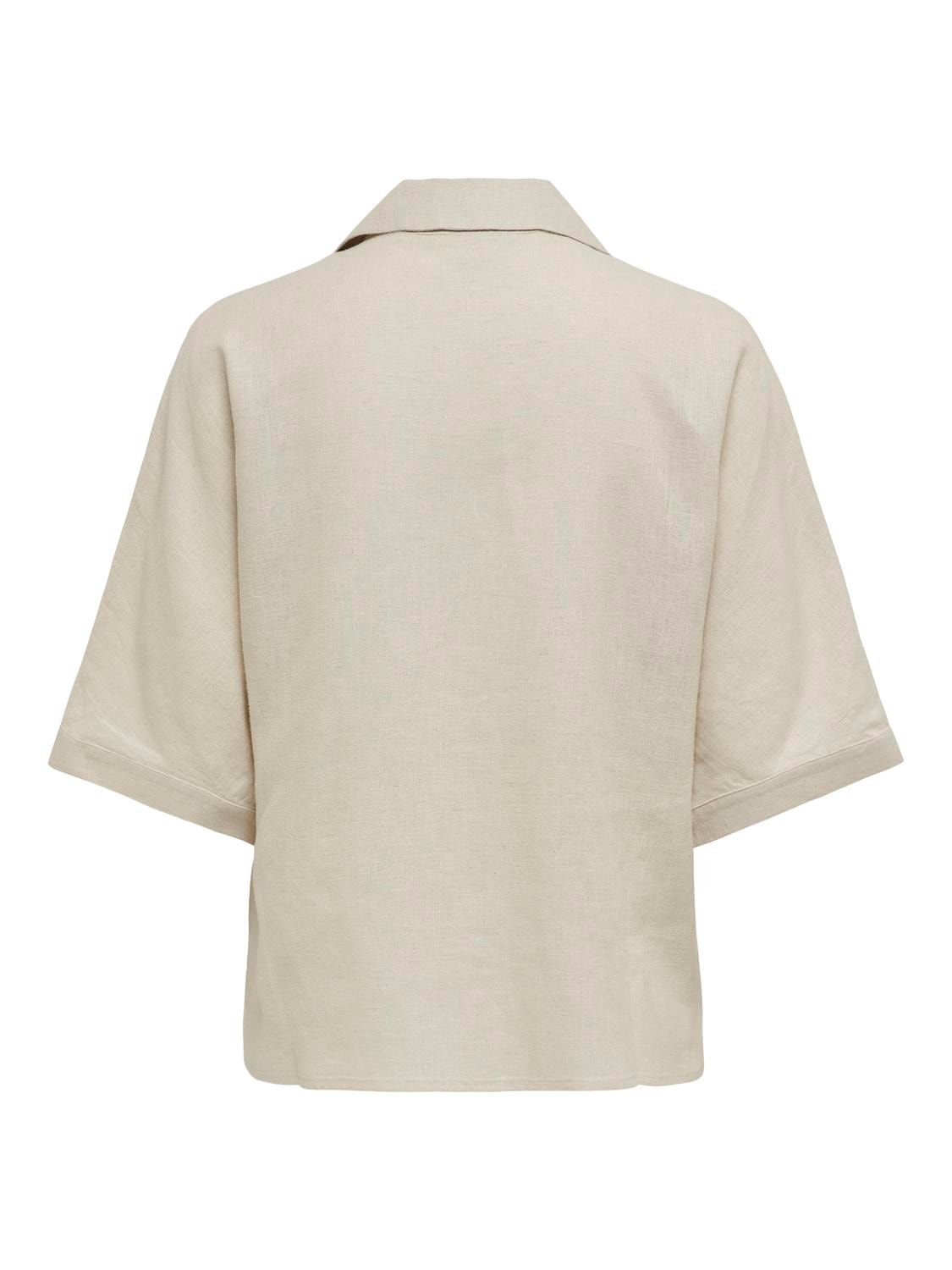 ONLY Linen shirt with chest pocket -Moonbeam - 15314215