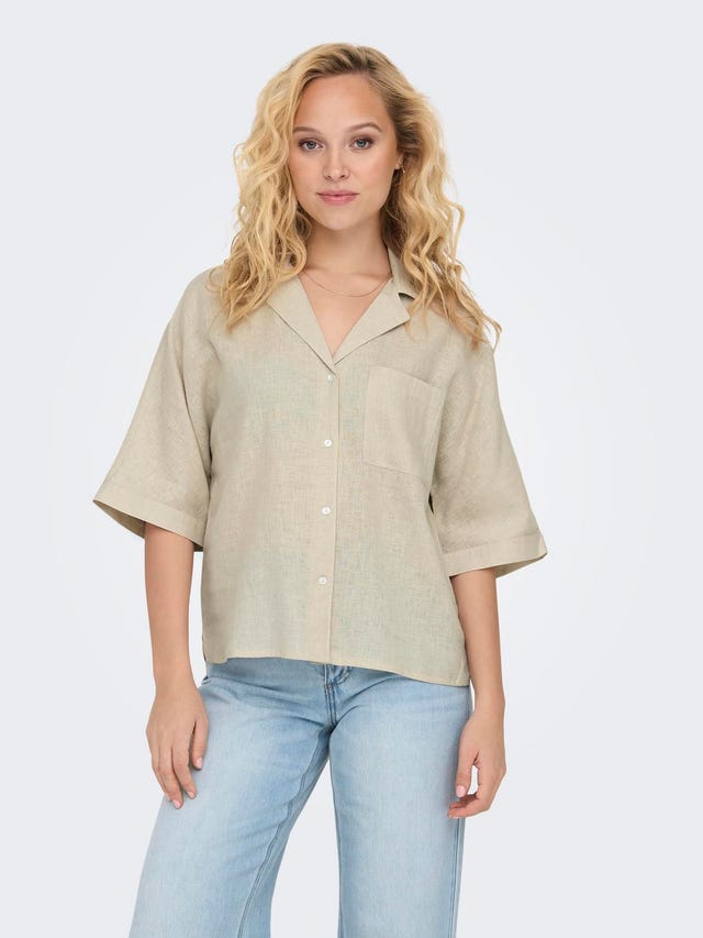 ONLY Linen shirt with chest pocket - 15314215