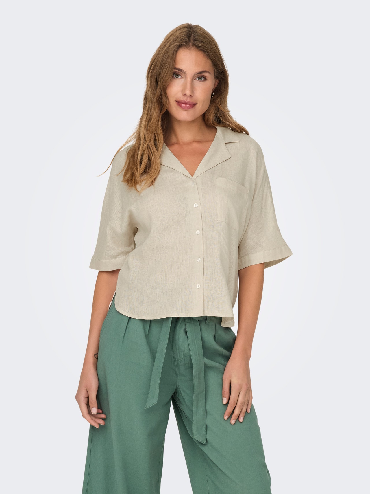 ONLY Regular Fit Shirt collar Volume sleeves Shirt -Moonbeam - 15314215