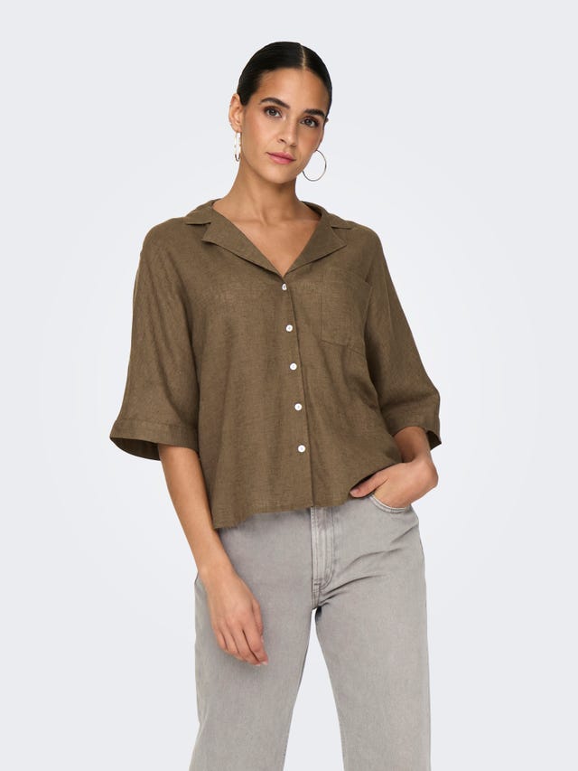 ONLY Linen shirt with chest pocket - 15314215