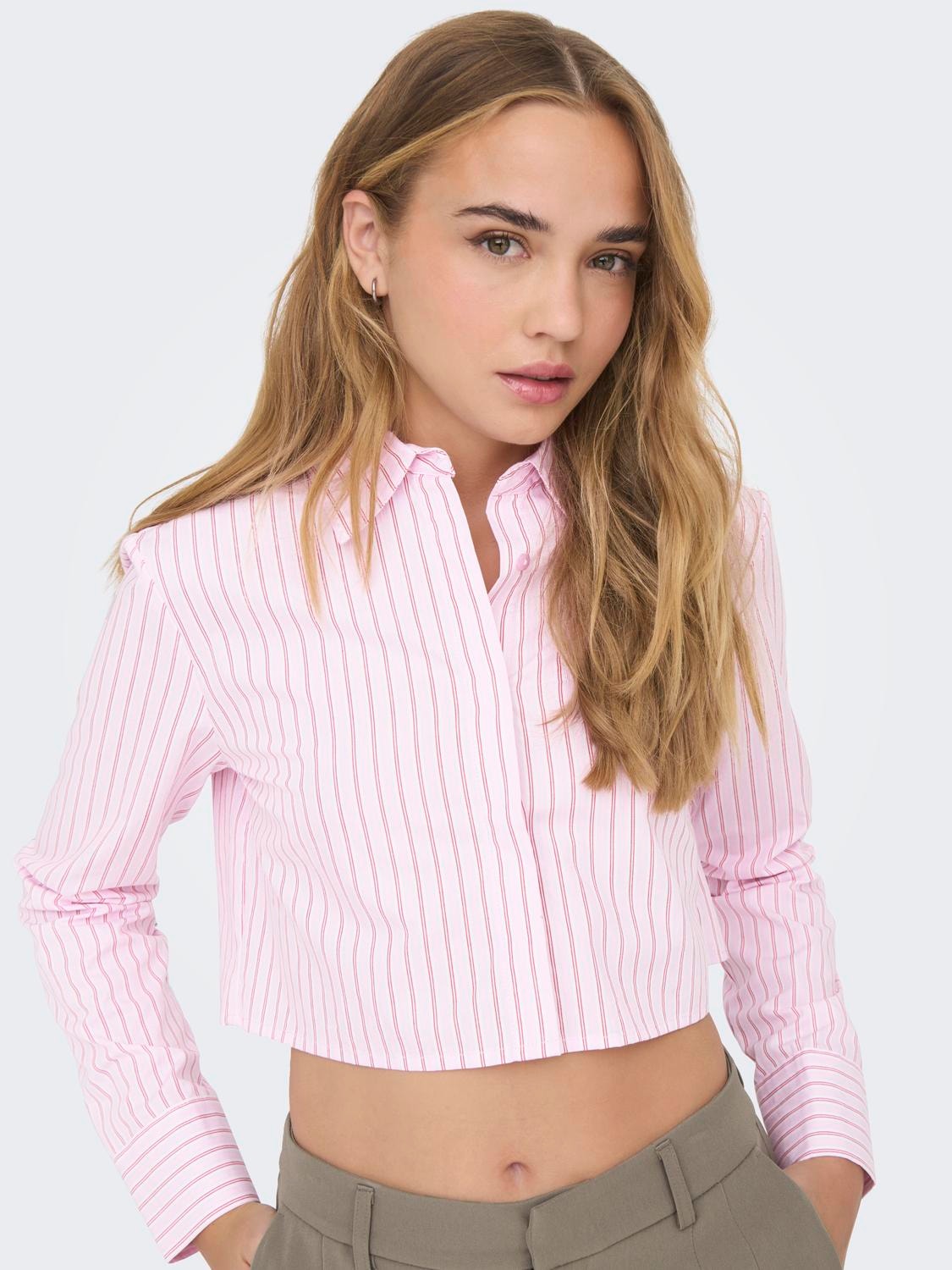 ONLY Chemises Cropped Fit Col chemise -Begonia Pink - 15314353