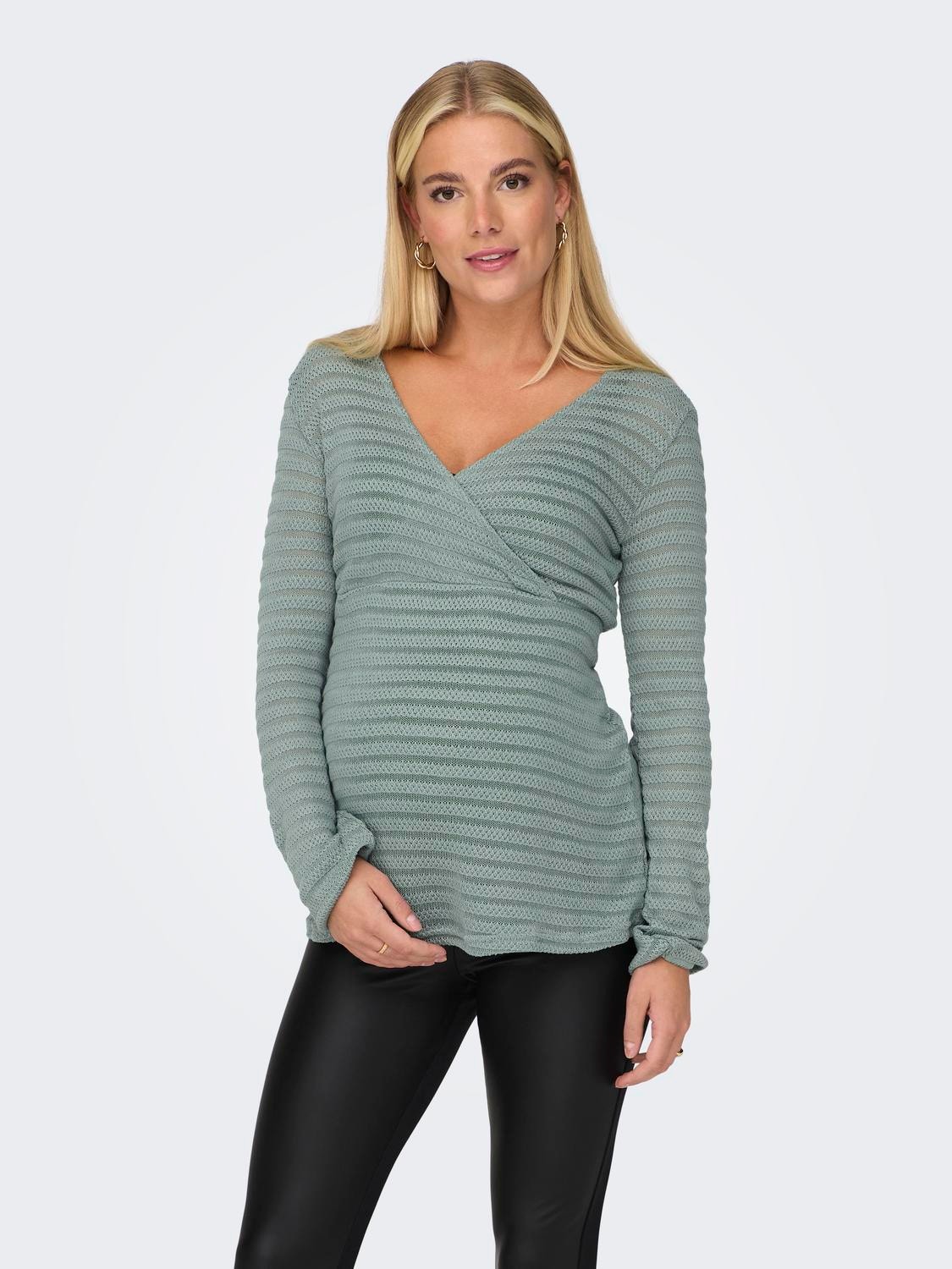 ONLY Mama v-hals top -Chinois Green - 15314395