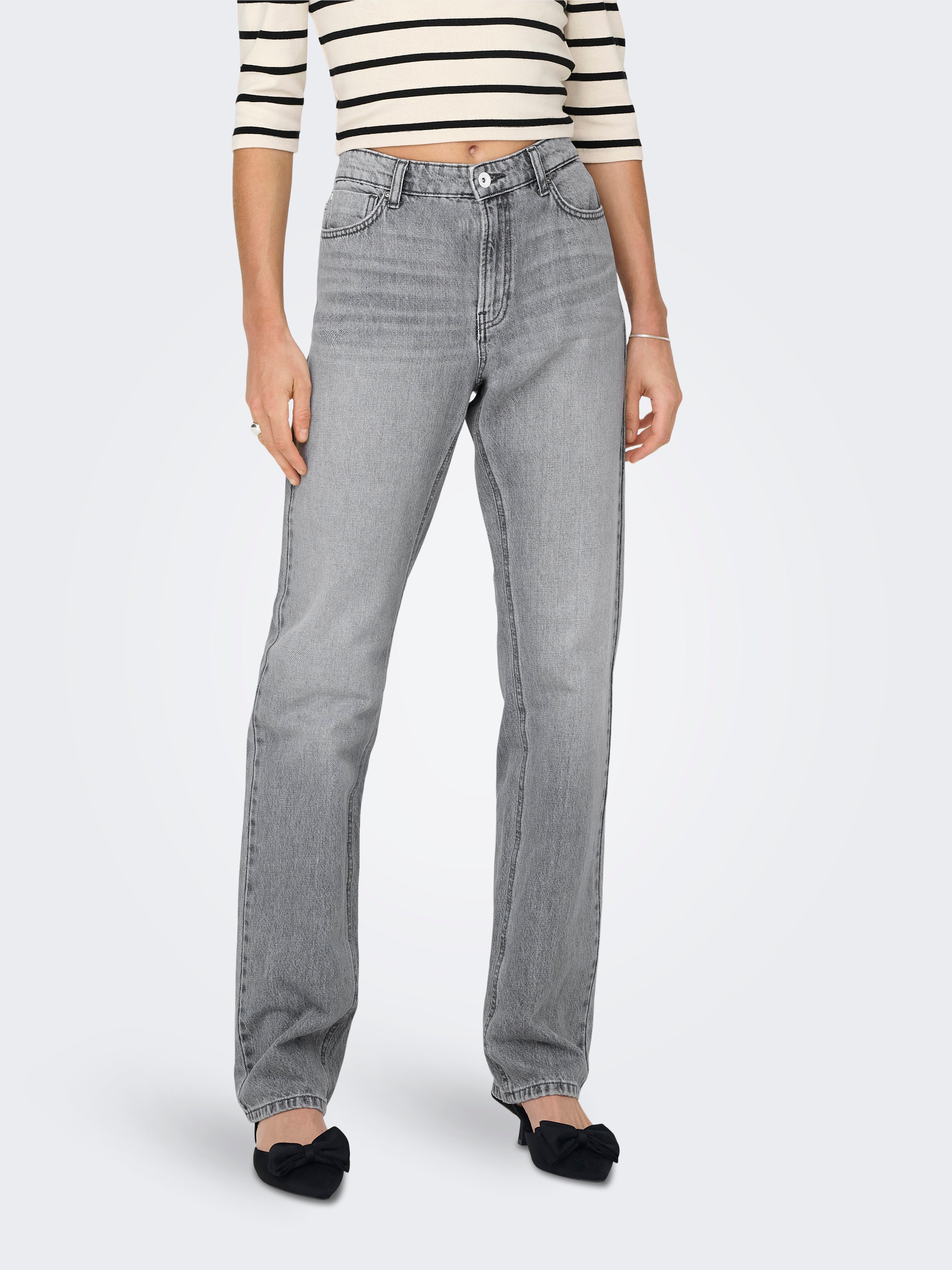 Onljaci Mittlere Taille Gerade Geschnitten Jeans