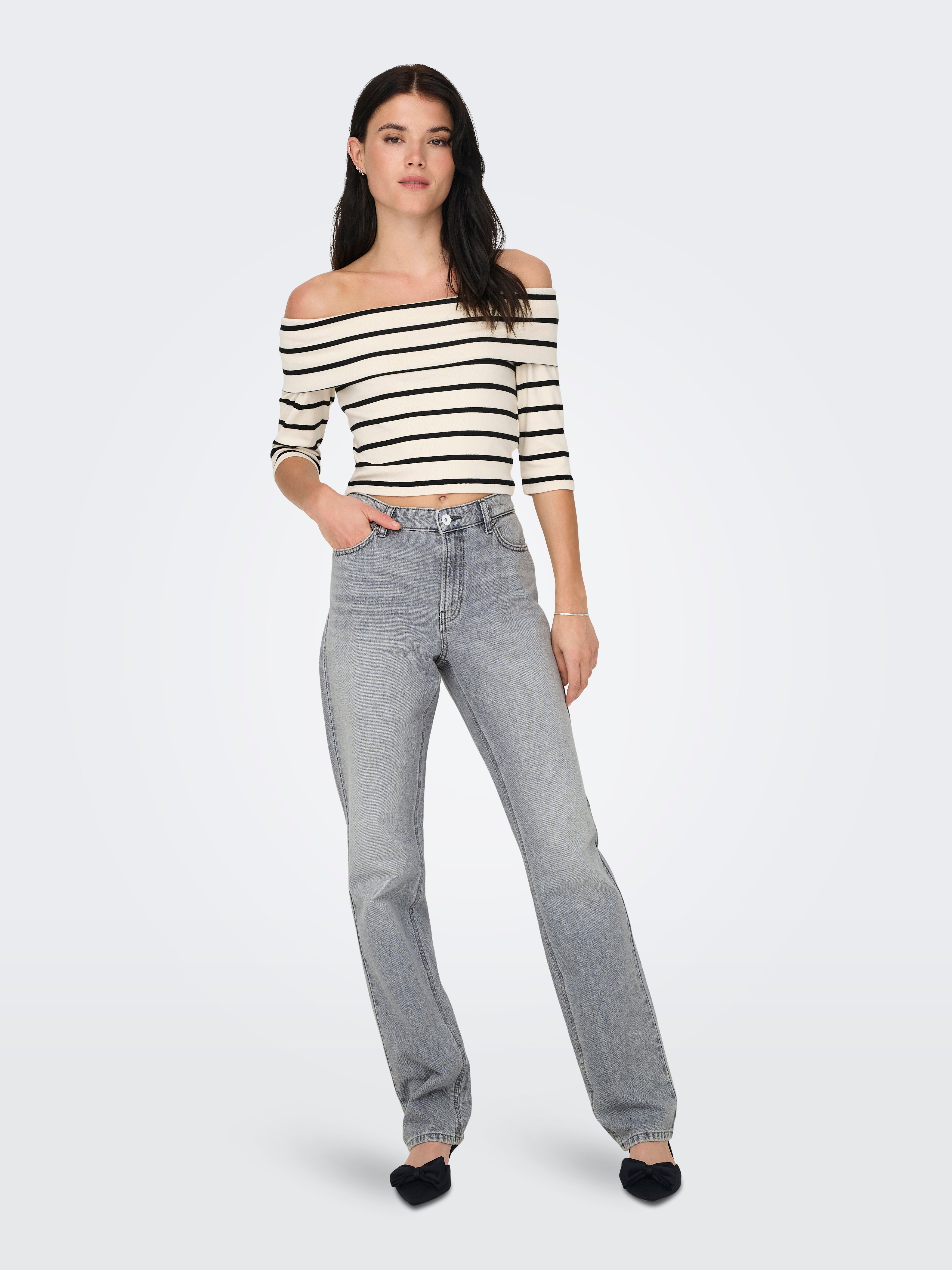 ONLJACI Mittlere Taille Gerade geschnitten Jeans | Mittelgrau | ONLY®