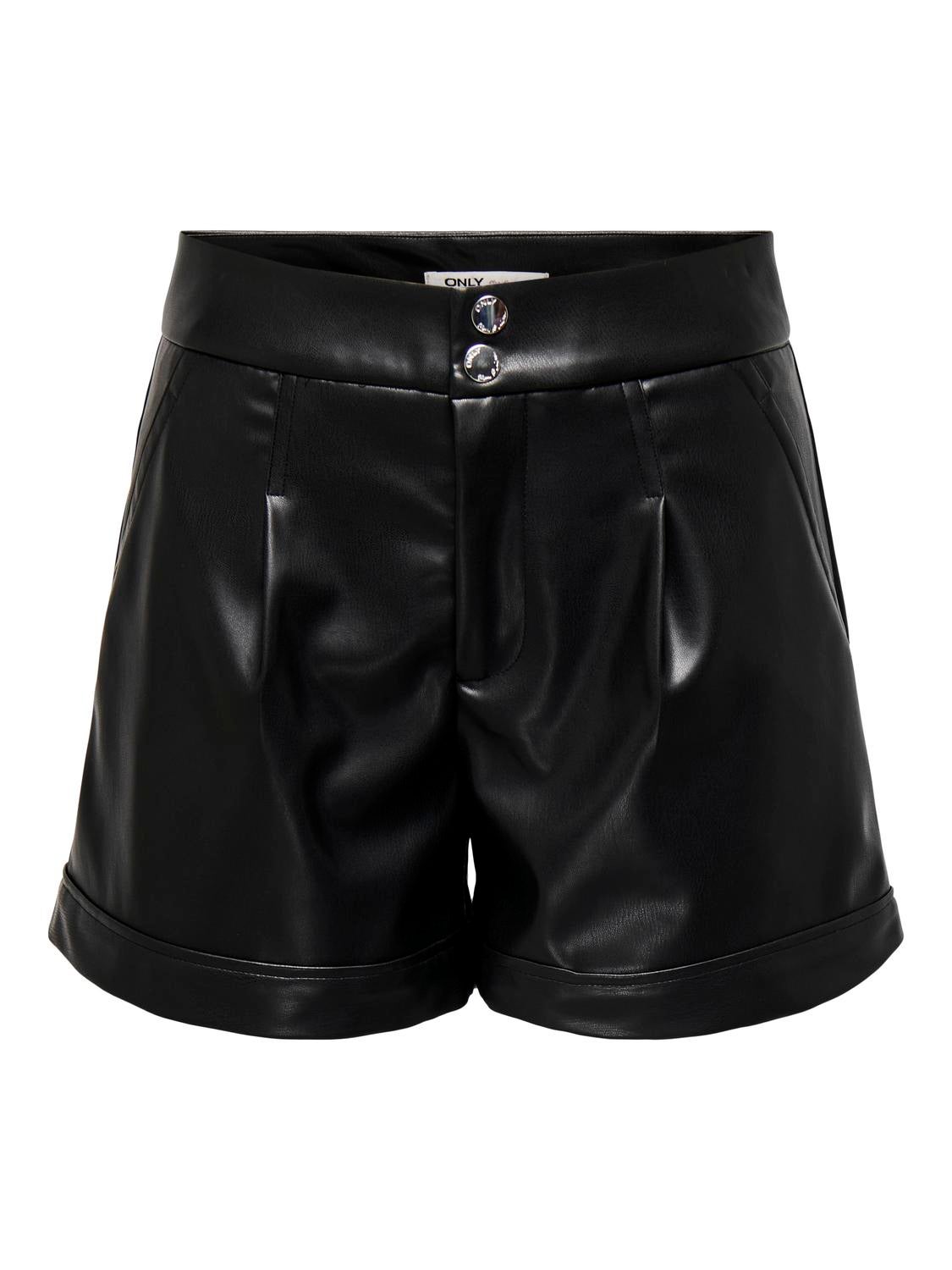 Thumbnail - Onlizara Hohe Taille Normal Geschnitten Shorts In Lederoptik