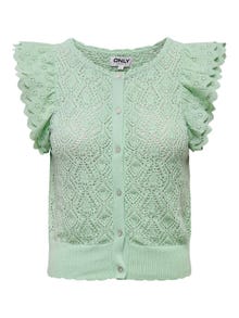 ONLY O-neck cardigan with lace -Subtle Green - 15314542