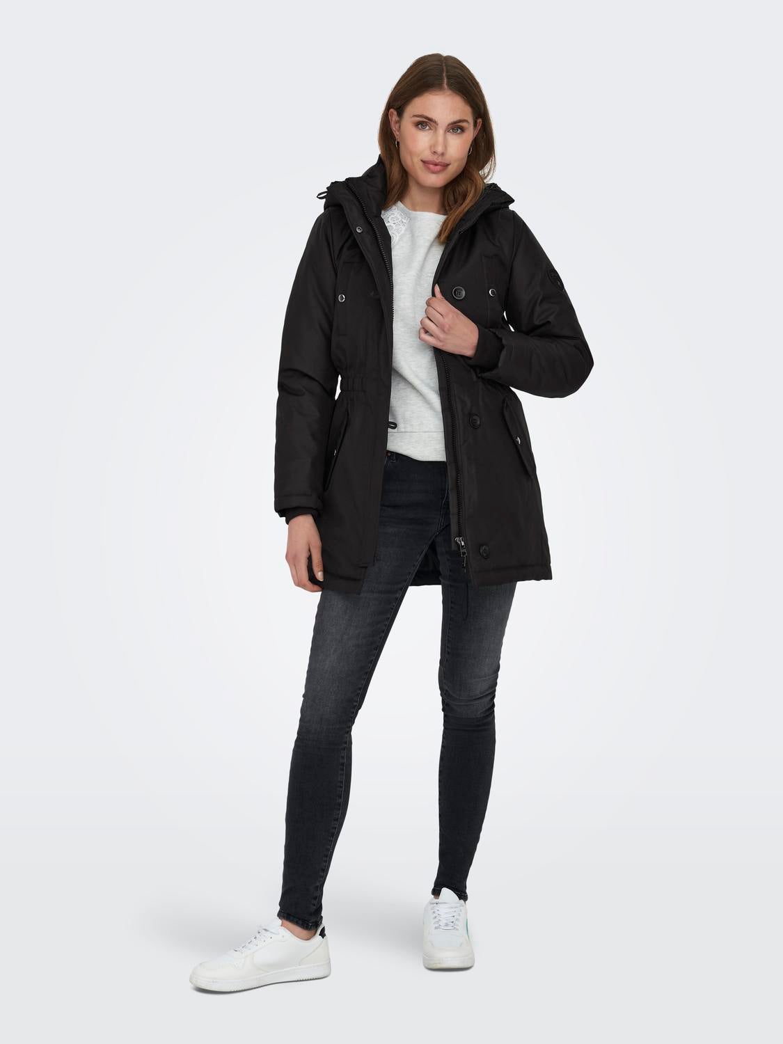 Ladies black parka on sale coat