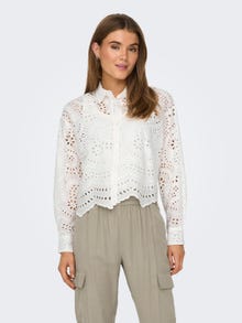 ONLY Cropped Fit Skjortkrage Skjorta -Bright White - 15314566
