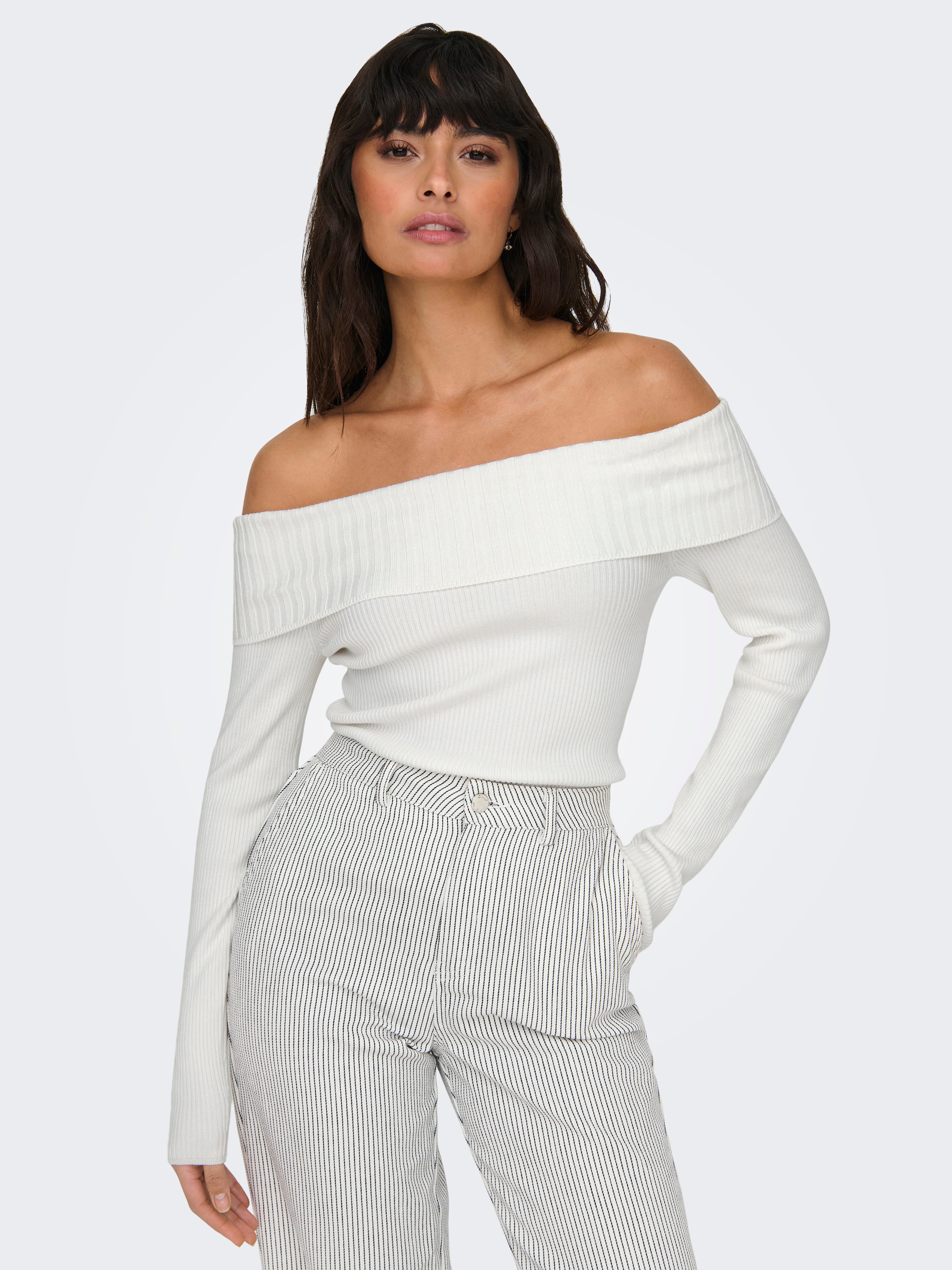 Off Shoulder Pullover White ONLY