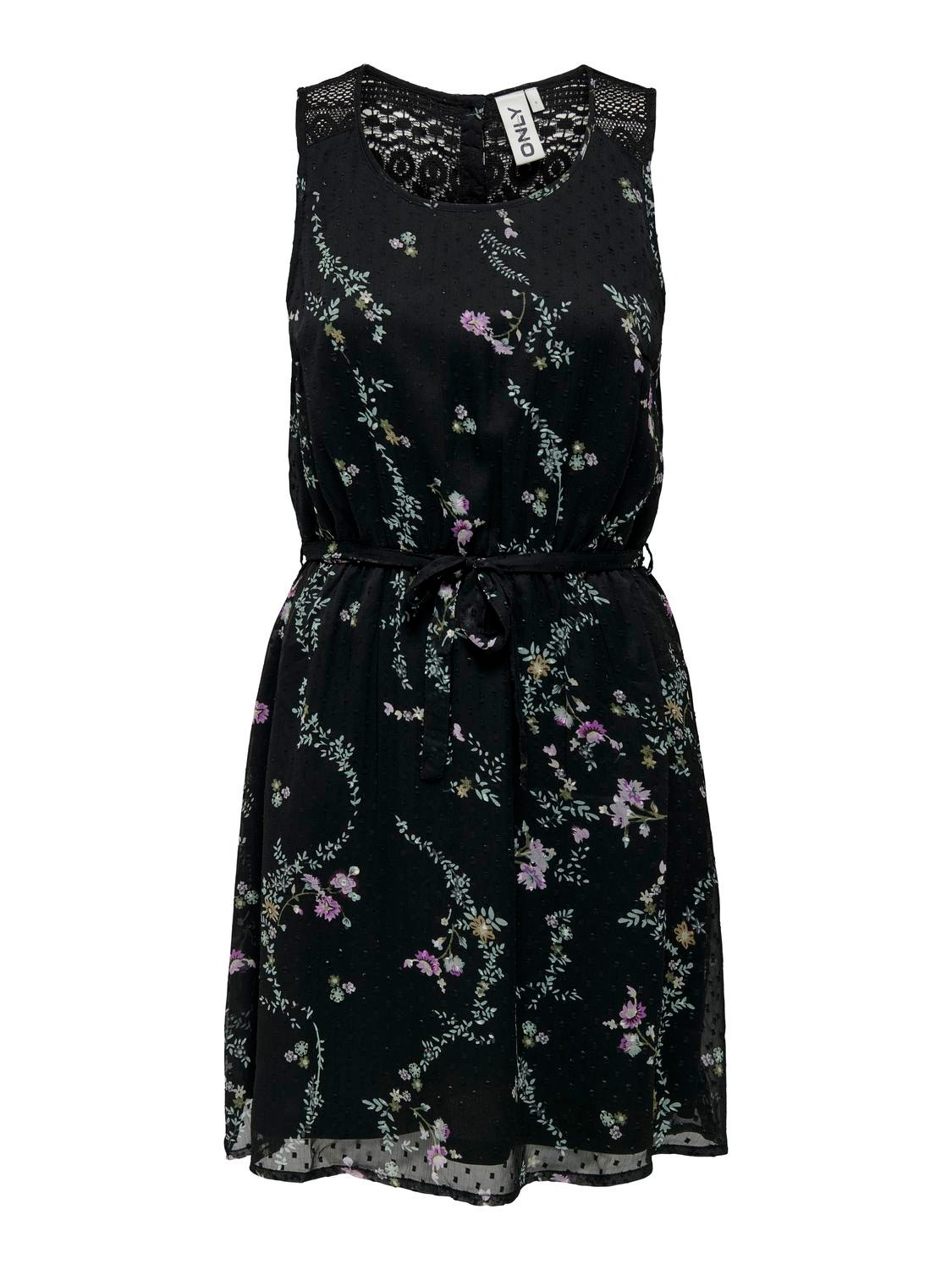 ONLY Printed dress with lace detail -Black - 15314620