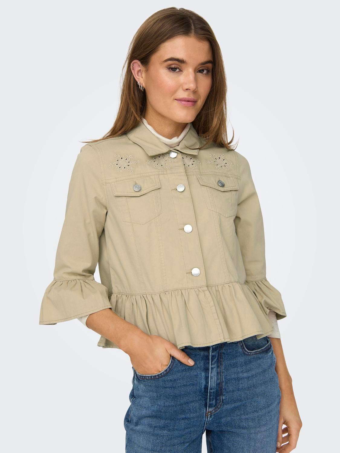 ONLY Spread collar Jacket -Pale Khaki - 15314650