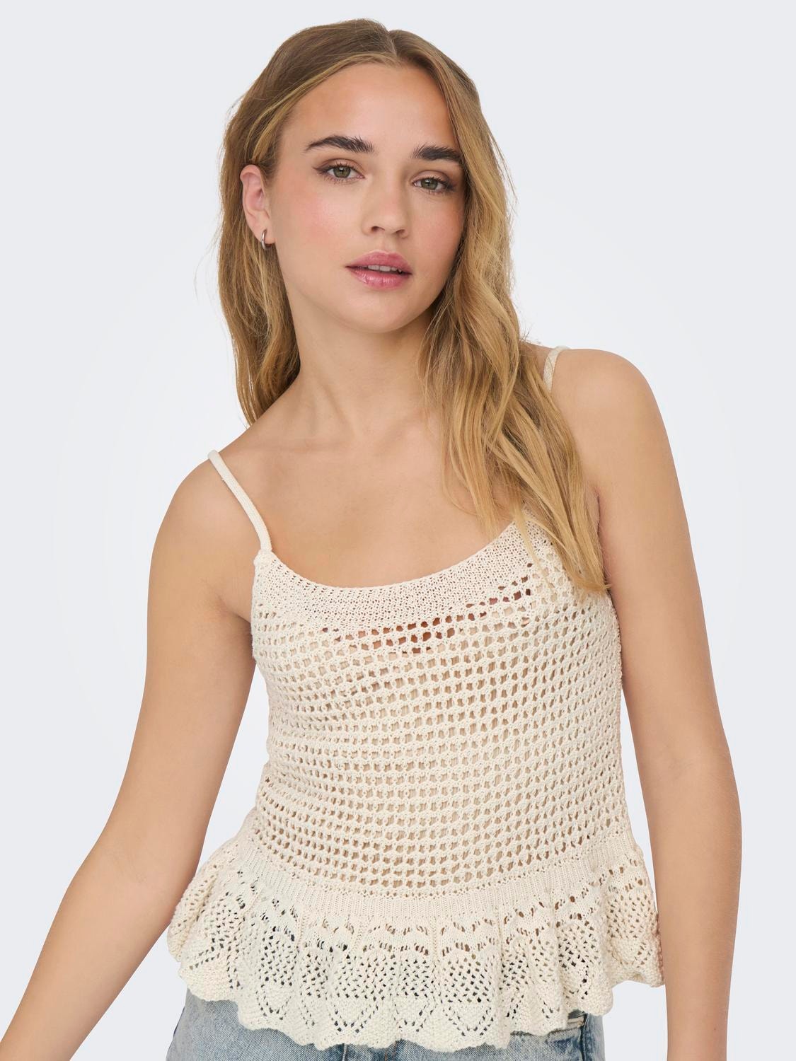 ONLY Top Regular Fit Col carré -Birch - 15314781