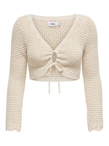 ONLY Cropped Fit V-ringning Pullover -Birch - 15314784