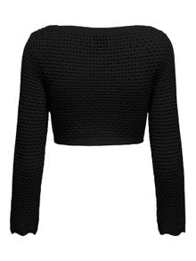 ONLY Cropped Fit V-Neck Pullover -Black - 15314784