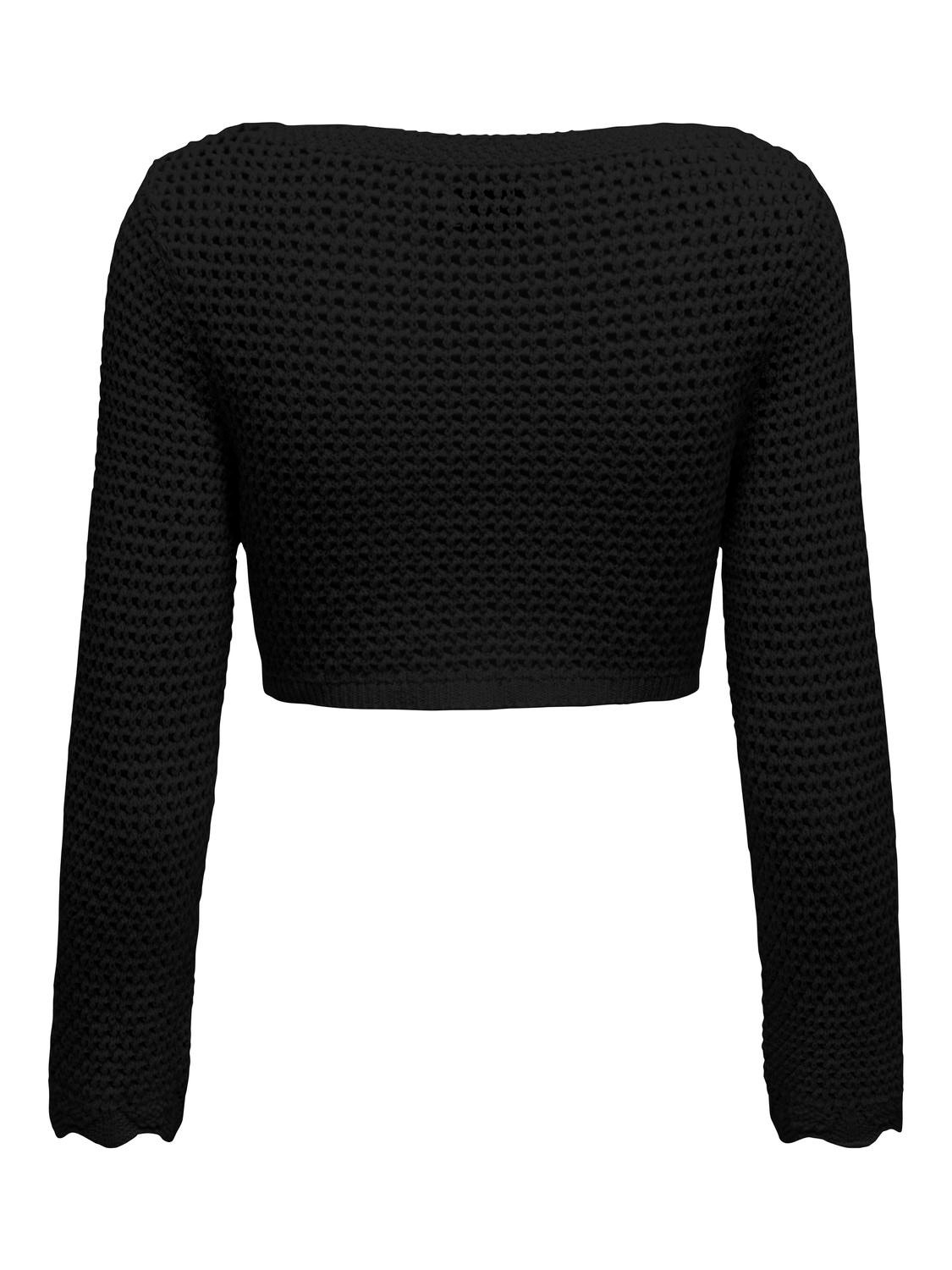 ONLY Cropped Fit V-Neck Pullover -Black - 15314784