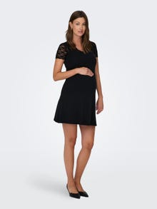 ONLY Normal geschnitten V-Ausschnitt Maternity Kurzes Kleid -Black - 15314841