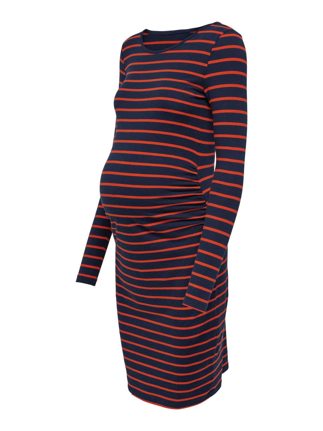 ONLY Regular Fit Round Neck Maternity Midi dress -Maritime Blue - 15314857