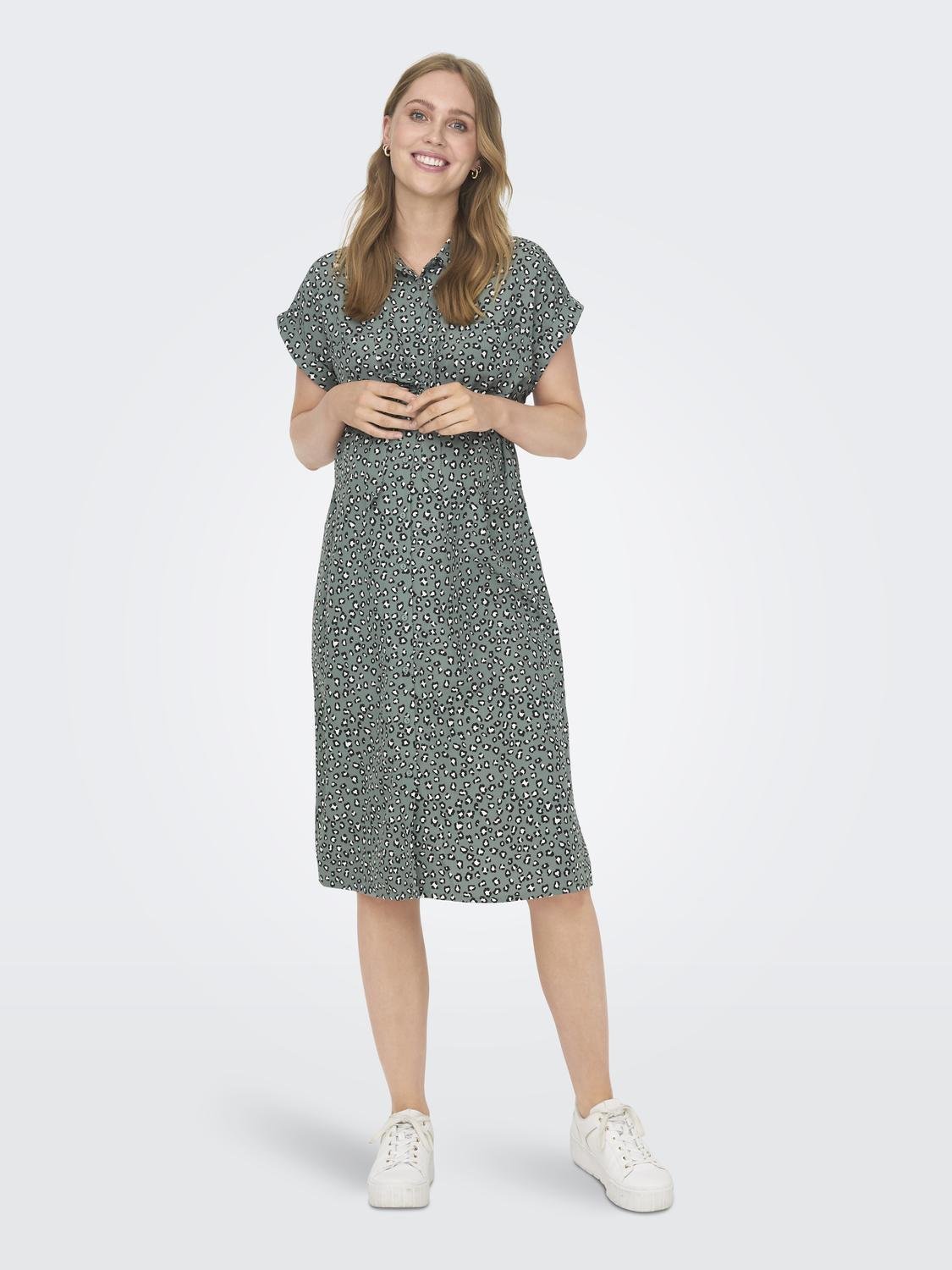 ONLY Loose Fit Shirt collar Short dress -Laurel Wreath - 15314868