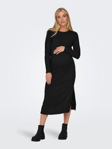 ONLY Mama o-neck midi dress -Black - 15314947