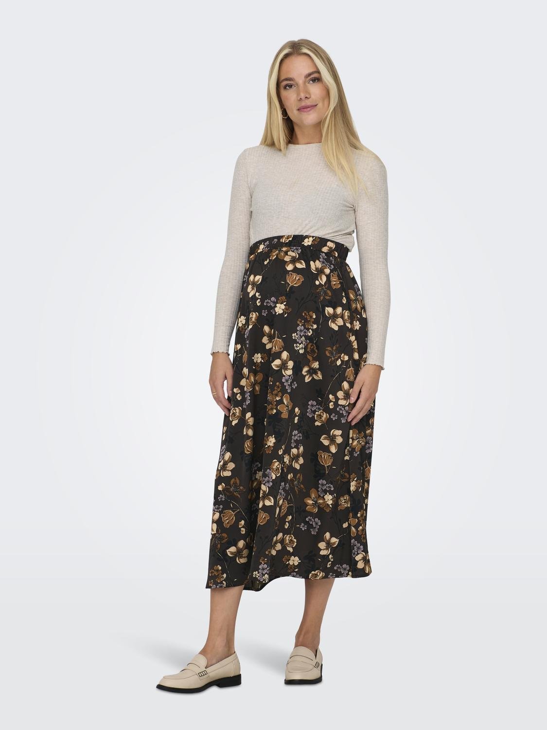 ONLY Mama Midi skirt with print -Slate Black - 15314983