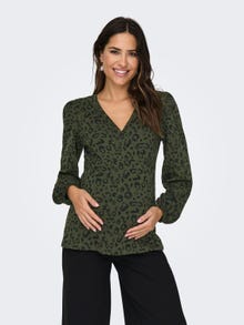 ONLY Mama v-hals top -Olive Green - 15315013