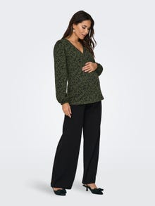 ONLY Mama v-neck top -Olive Green - 15315013