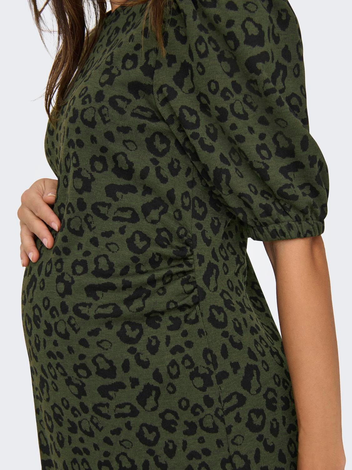 ONLY Normal geschnitten Rundhals Maternity Kurzes Kleid -Olive Green - 15315016
