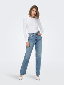 ONLY OnlRiley Life High Waist straight fitted jeans -Medium Blue Denim - 15315031