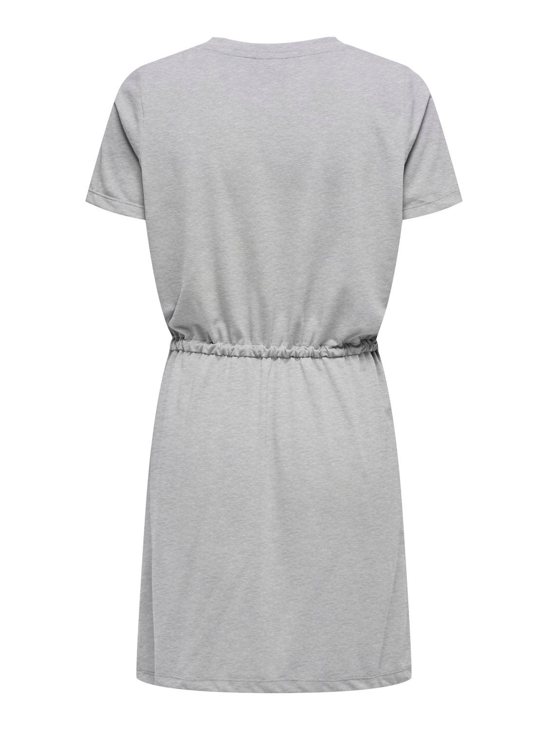 ONLY Vestido corto Corte regular Cuello redondo -Light Grey Melange - 15315081