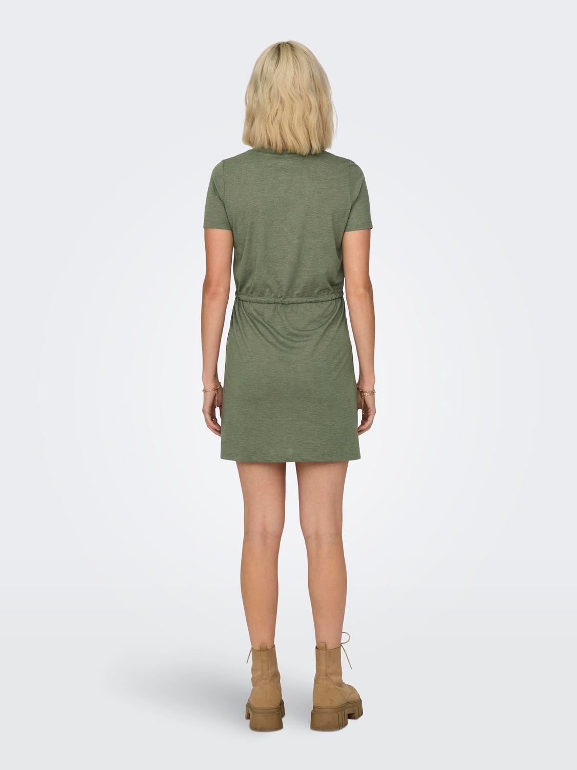 ONLY Normal geschnitten Rundhals Kurzes Kleid -Deep Lichen Green - 15315081