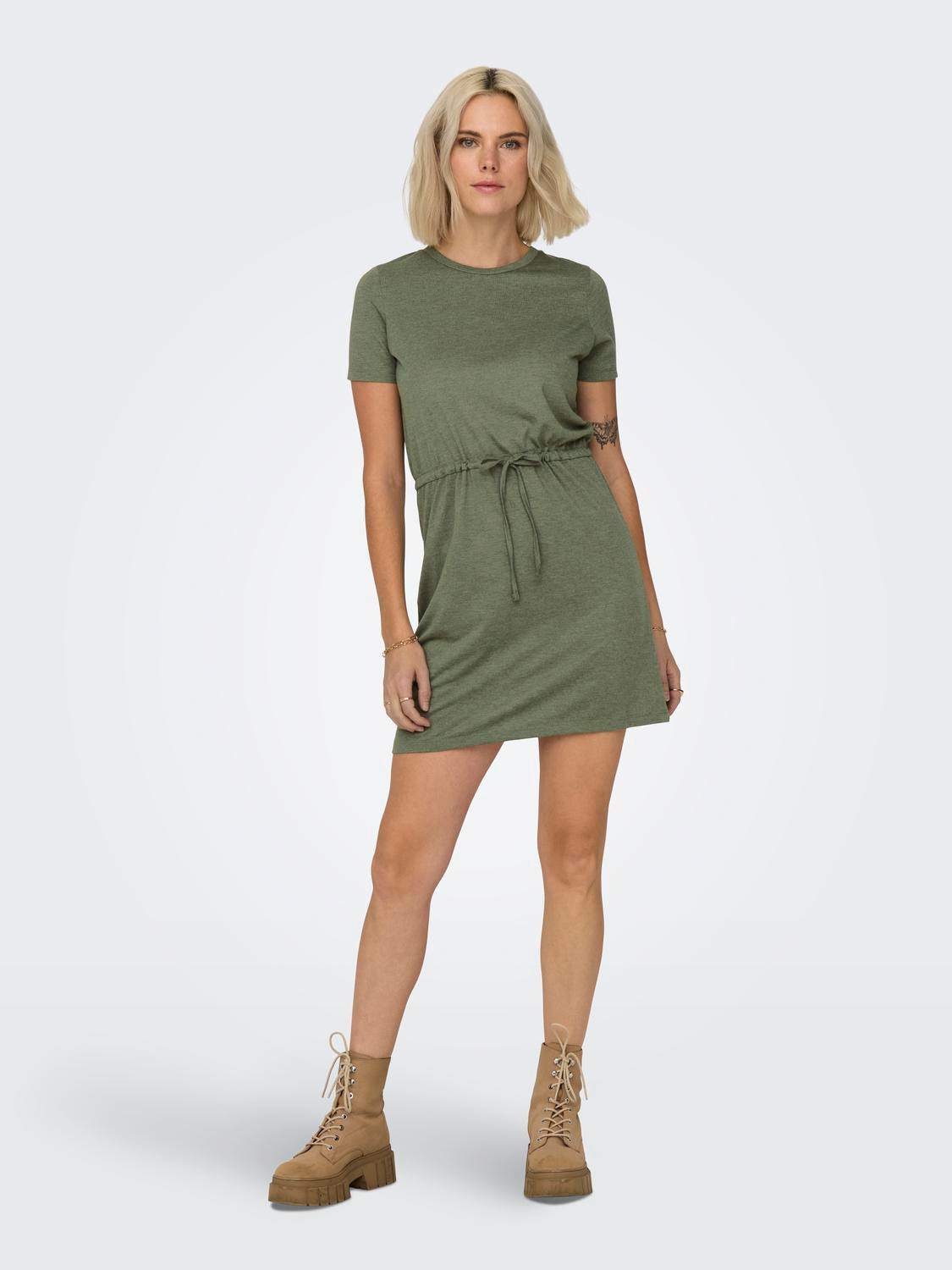 ONLY Regular Fit O-hals Kort kjole -Deep Lichen Green - 15315081