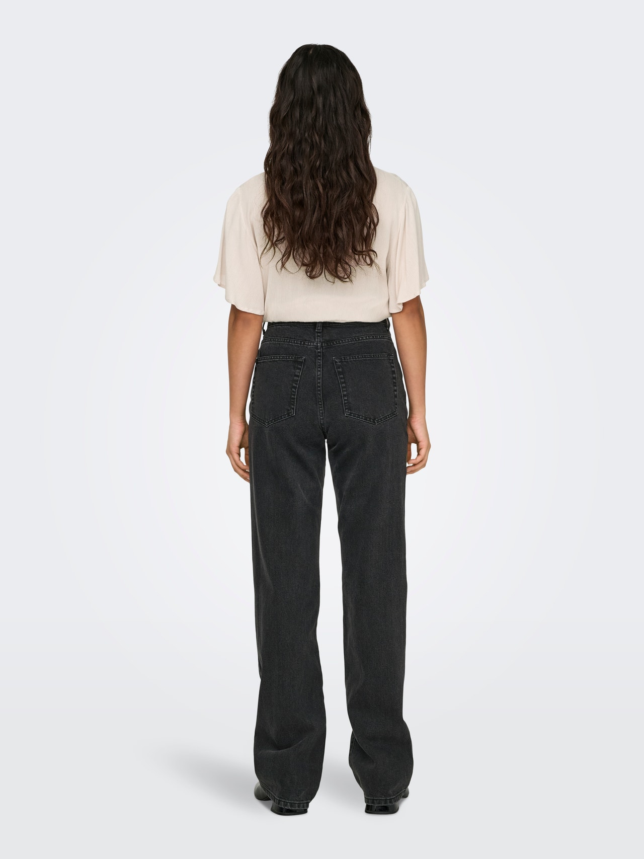 ONLY Sirge lõige Kõrge vöökoht Teksad -Washed Black - 15315083