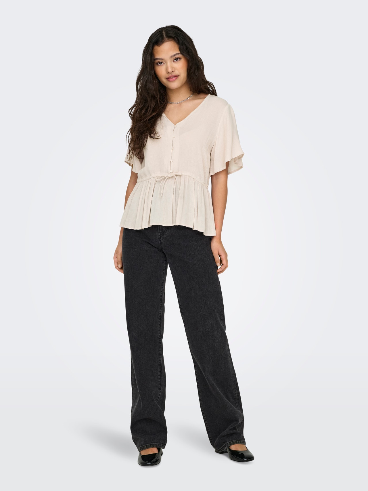 ONLY Sirge lõige Kõrge vöökoht Teksad -Washed Black - 15315083