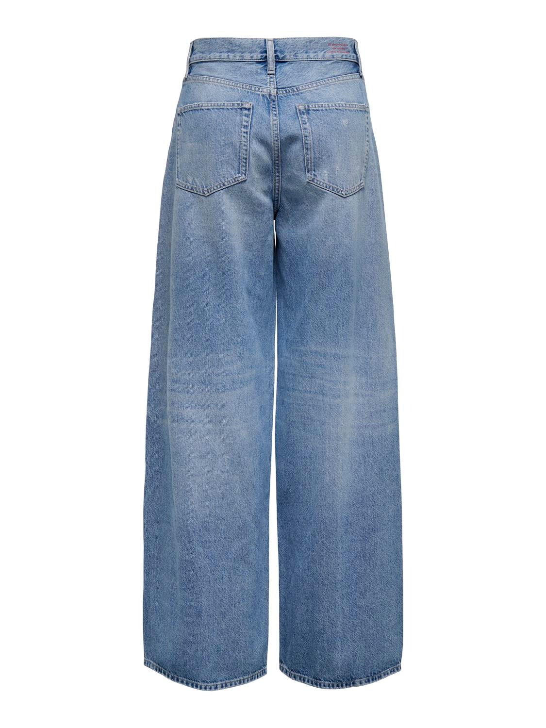 ONLY Weiter Beinschnitt Hohe Taille Jeans -Medium Blue Denim - 15315093