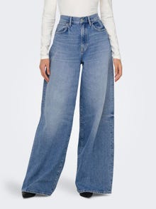 ONLY onlsonic high waist wide jeans -Medium Blue Denim - 15315093