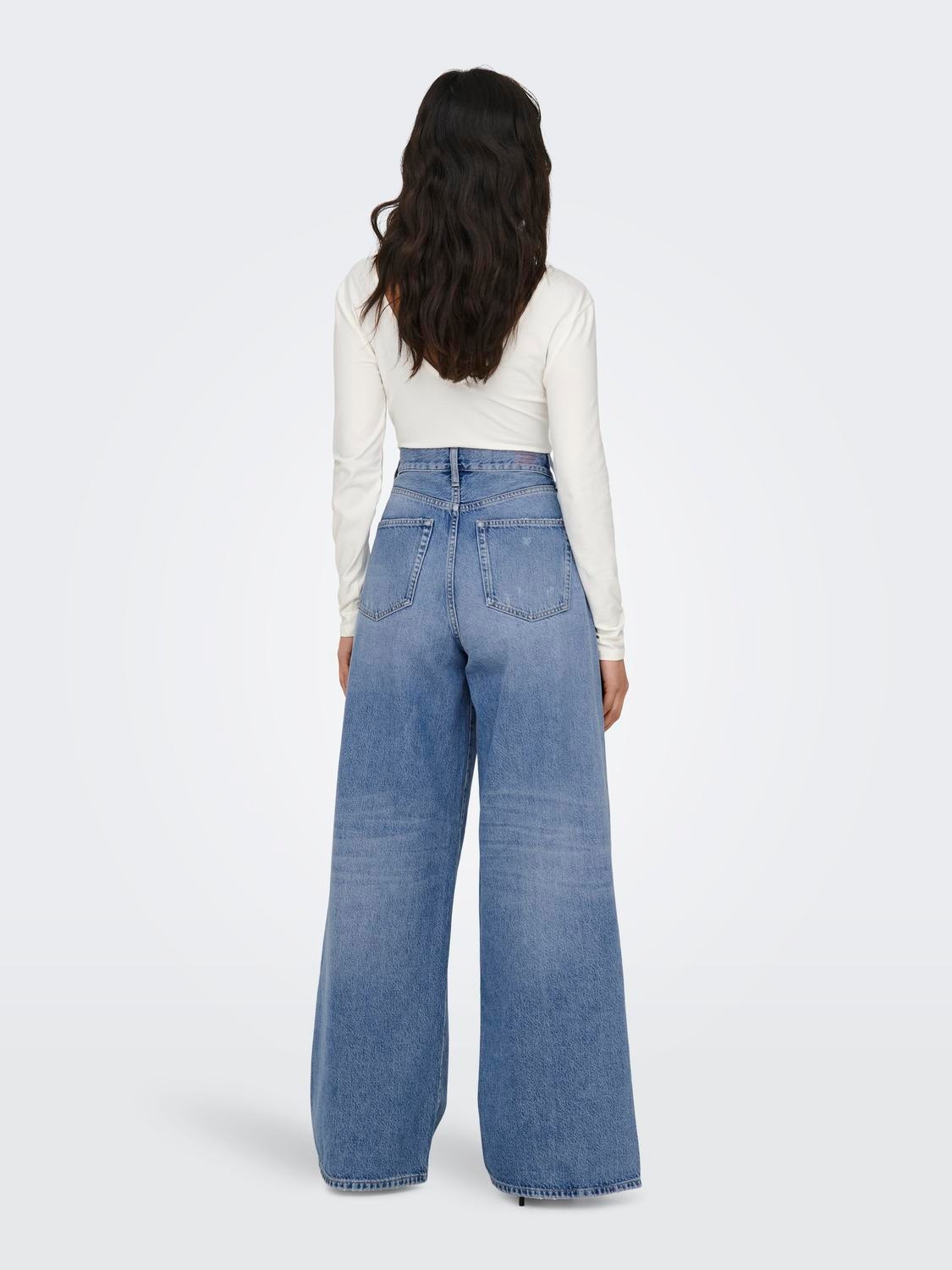 ONLY Wide Leg Fit High waist Jeans -Medium Blue Denim - 15315093