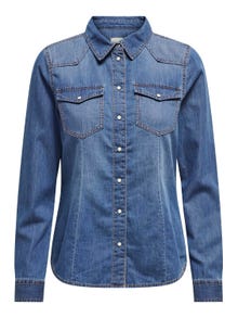 ONLY Camisas Corte regular Cuello de camisa Puños abotonados -Medium Blue Denim - 15315185