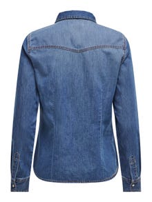 ONLY Normal passform Skjortkrage Manschetter med knappar Skjorta -Medium Blue Denim - 15315185