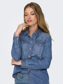 ONLY Regular fit Overhemd kraag Manchetten met knoop Overhemd -Medium Blue Denim - 15315185