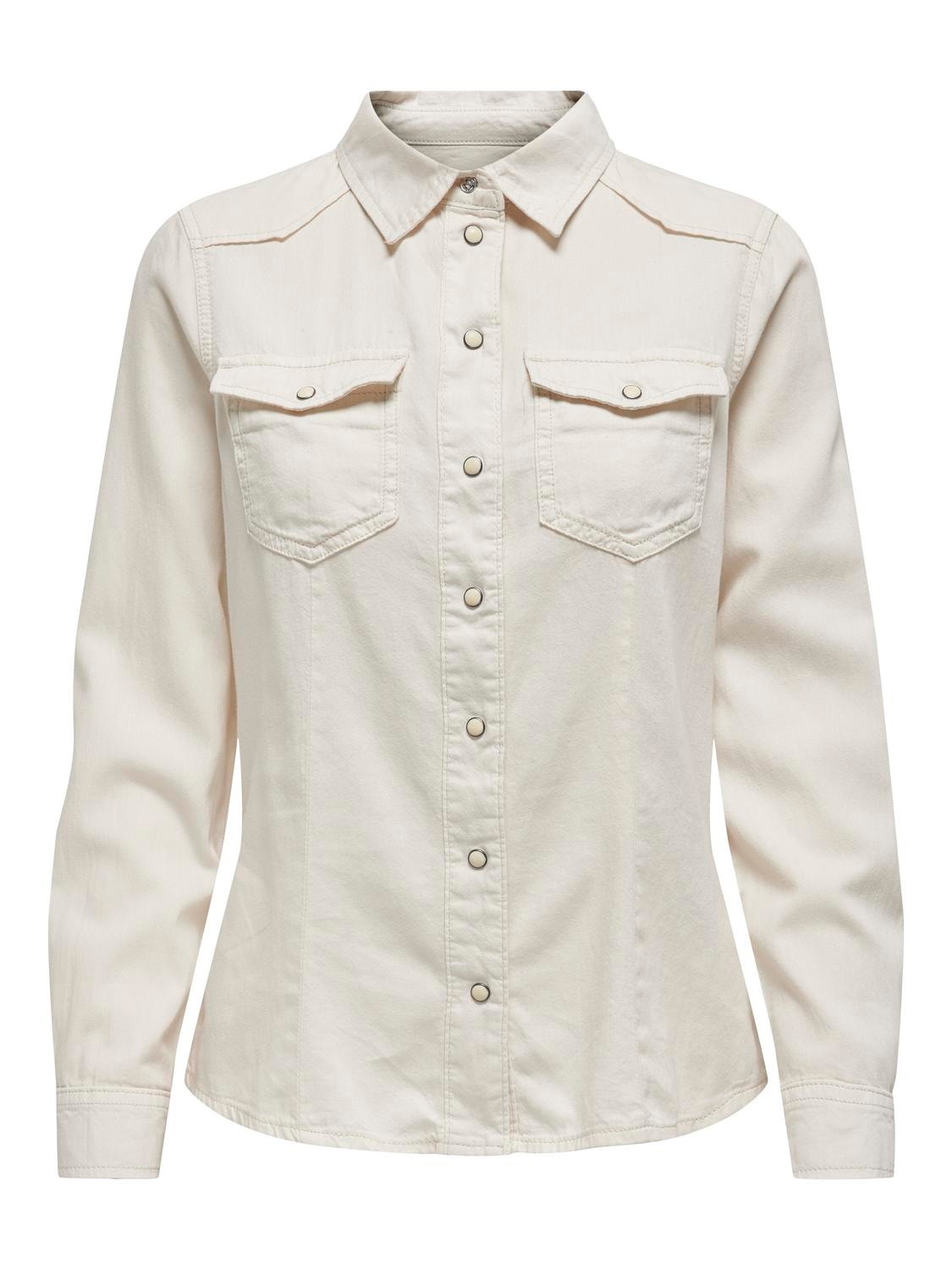 ONLY Chemises Regular Fit Col chemise Poignets boutonnés -Ecru - 15315185