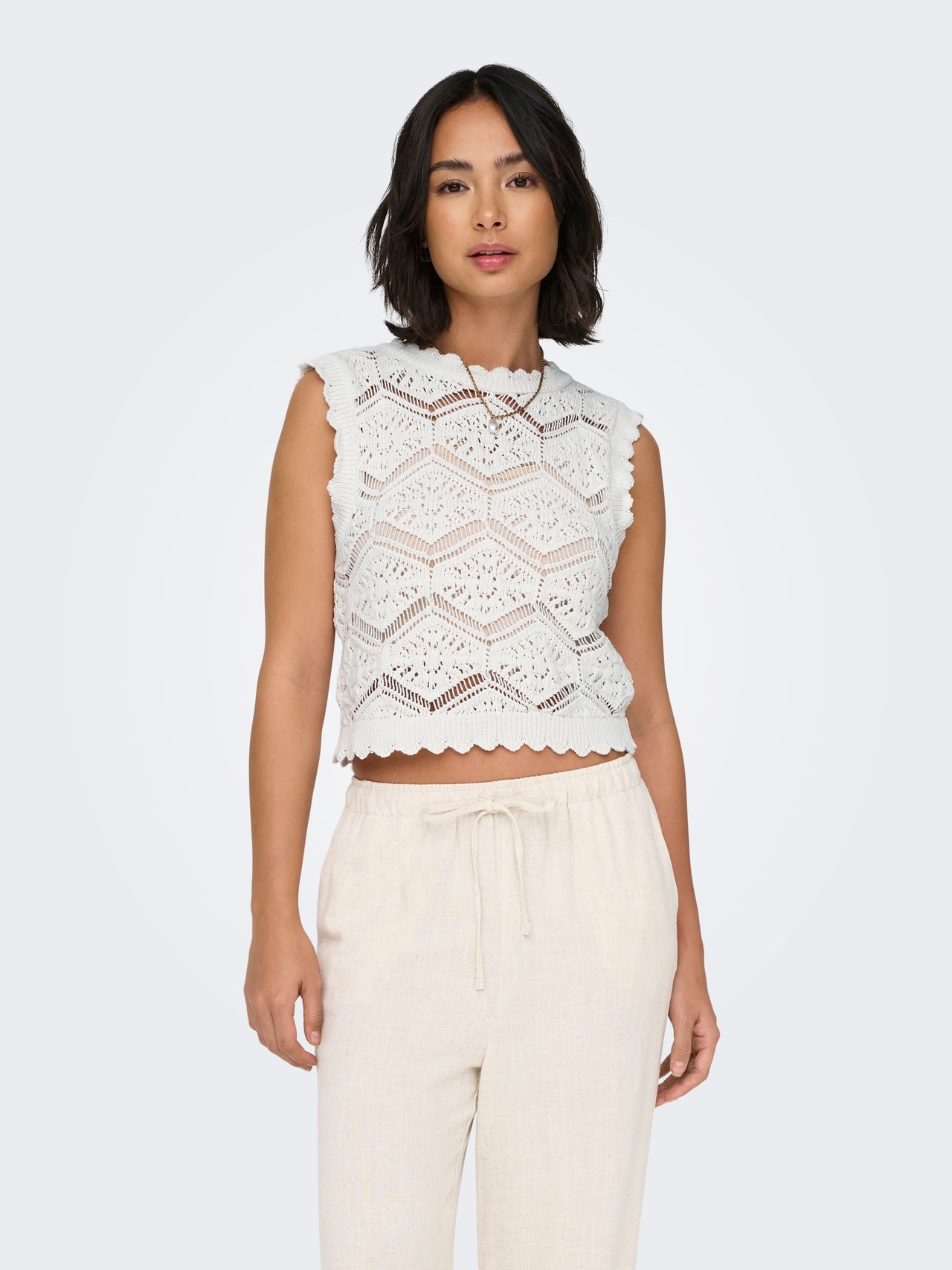 ONLY Knitted O-neck top -Cloud Dancer - 15315271