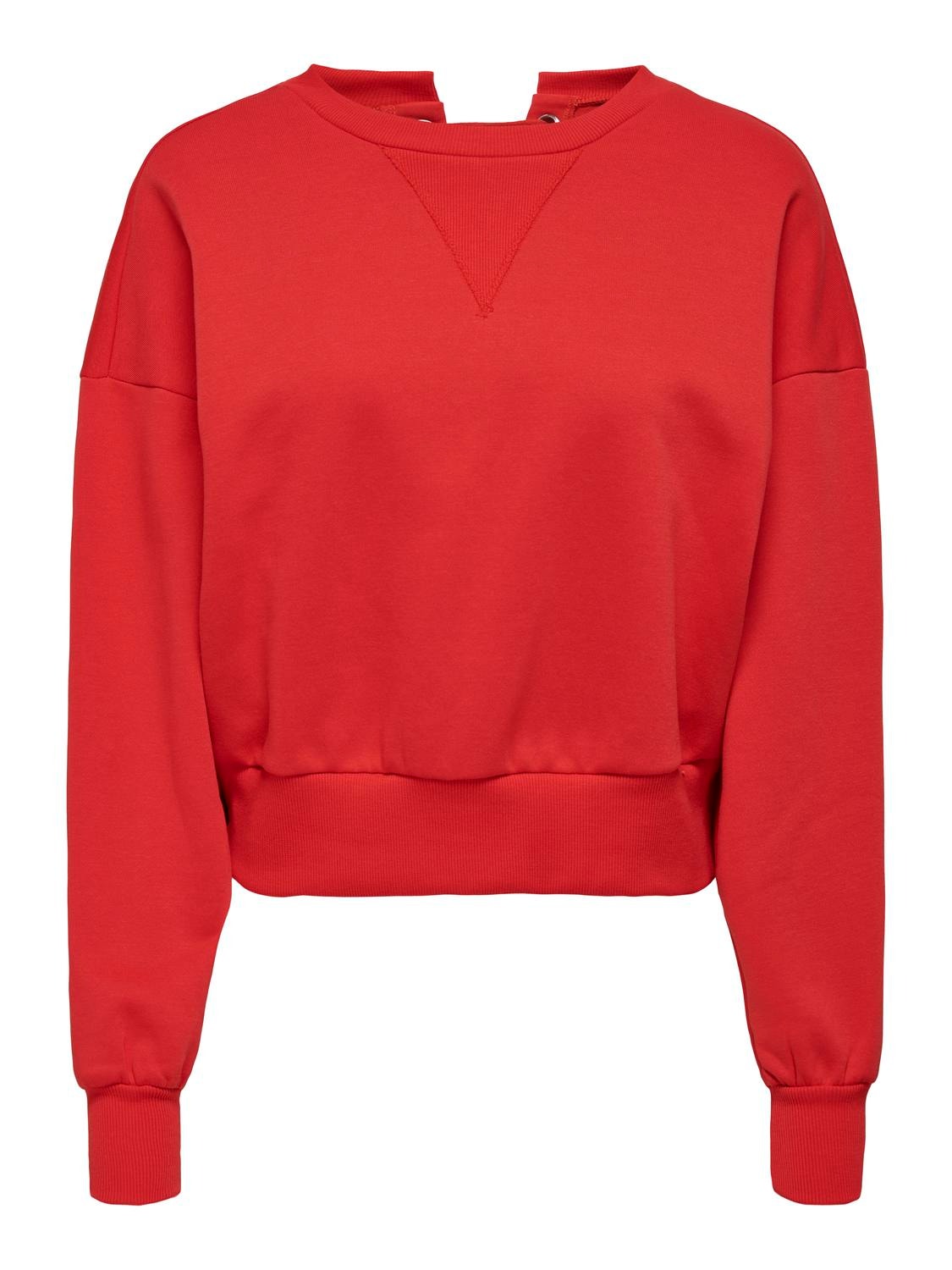 ONLY Ensfarvet o-hals sweatshirt -Flame Scarlet - 15315408