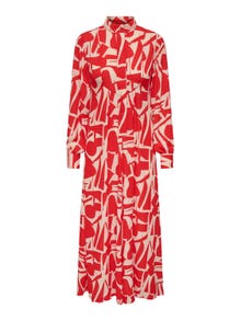 ONLY Robe longue Loose Fit Col mao -Flame Scarlet - 15315463