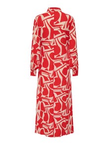 ONLY Maxi dress with china collar -Flame Scarlet - 15315463