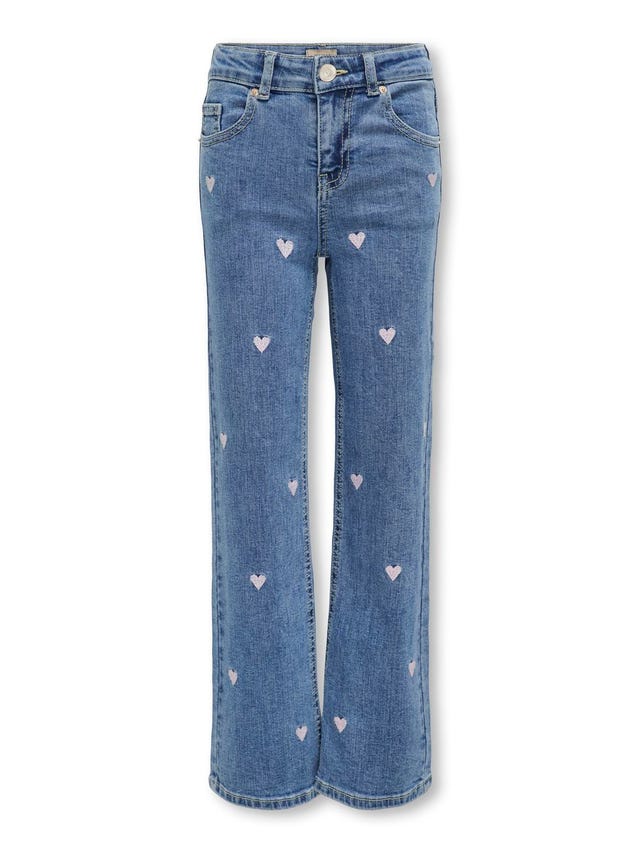 ONLY kogjuicy wide leg heart emb dnm jeans - 15315607