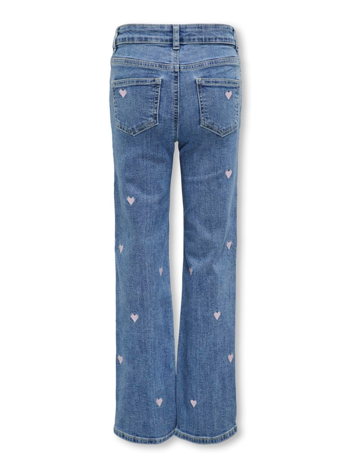 ONLY kogjuicy wide leg heart emb dnm jeans -Light Medium Blue Denim - 15315607