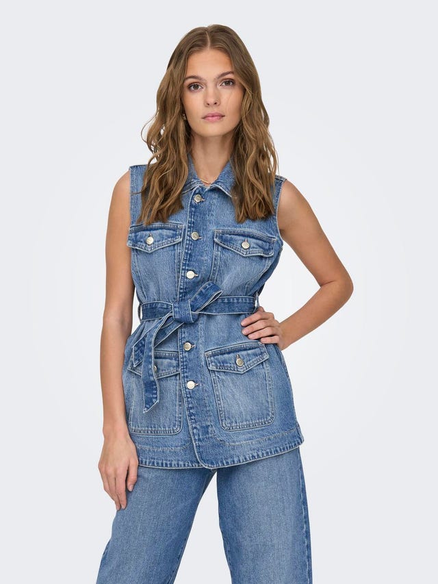 ONLY Belted denim waistcoat - 15315645