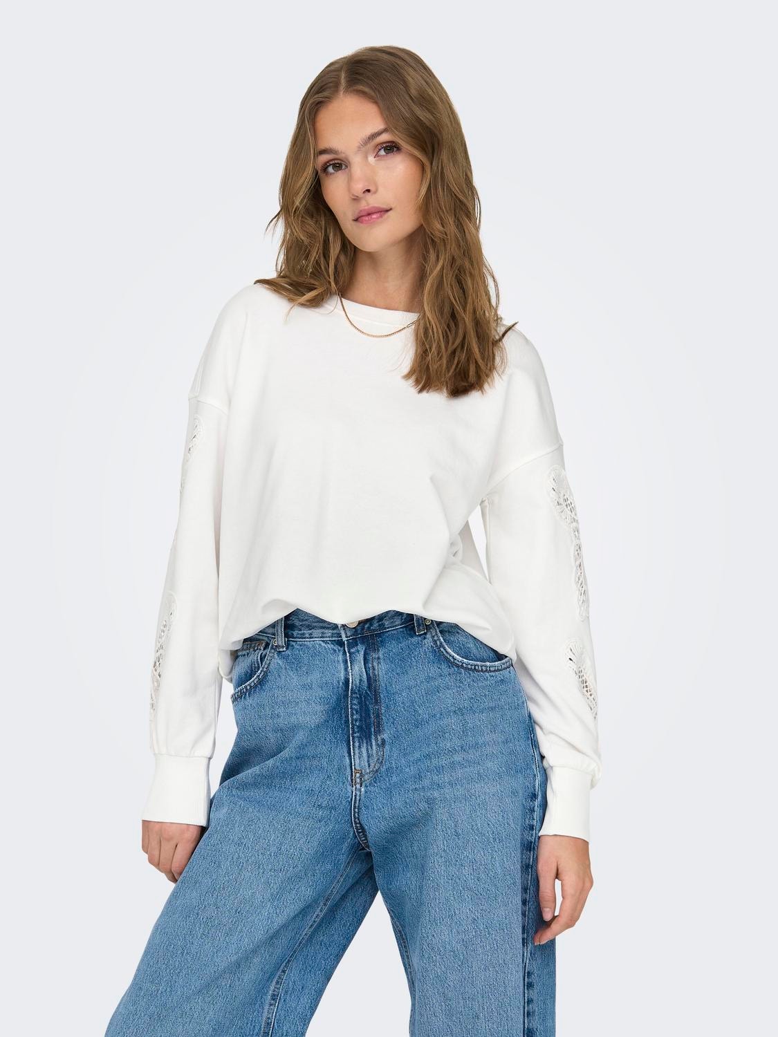 ONLY sweatshirt with embroidery -Cloud Dancer - 15315668